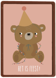 Verjaardagskaart Eef Lillemor beer met feesthoed