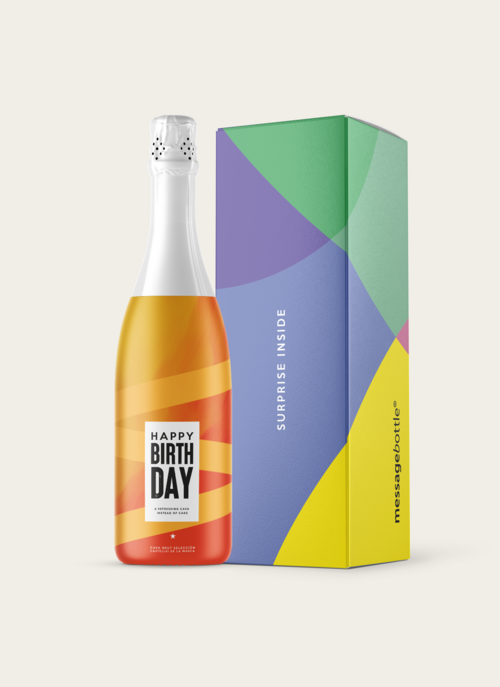 Cava Happy Birthday In Geschenkverpakking | Messagebottle Cadeau Drank En Eten |