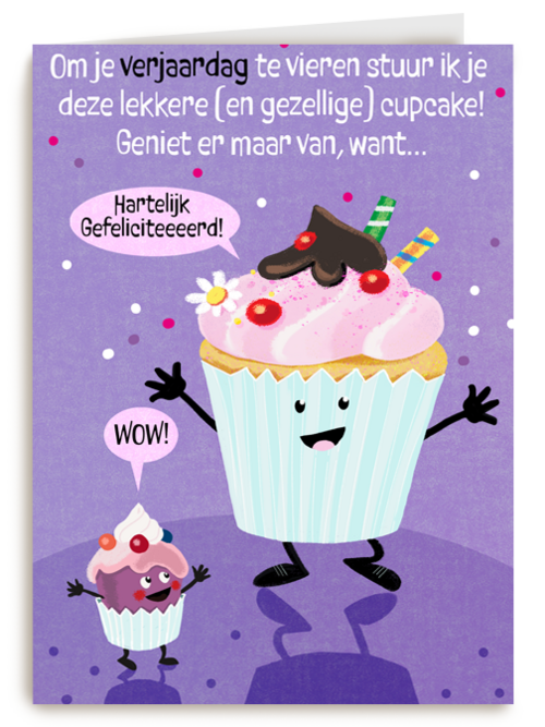 Verjaardagskaart grappig met cupcake