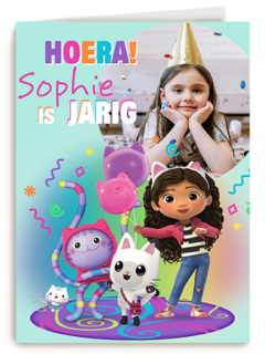 Gabbys Dollhouse Hoera fotokaart