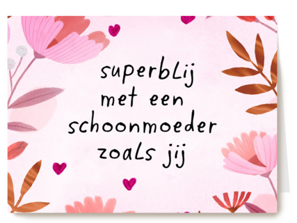 Moederdagkaart Roze Superblij met een schoonmoeder als jij