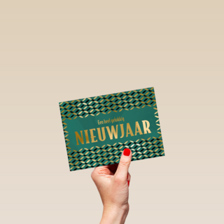 een heel gelukkig nieuwjaar met goudpatroon