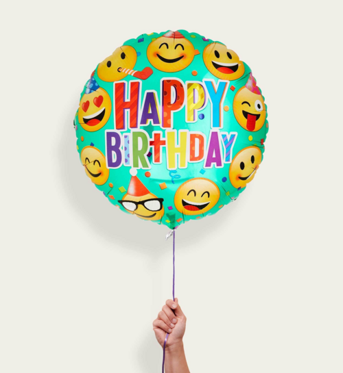 Ballon Happy Birthday Smiley Emoji Multi Eco