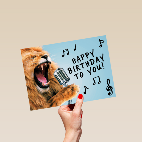 Lion sing Happy birthday to you