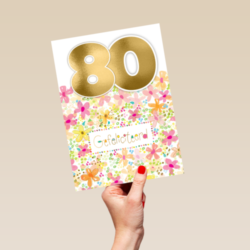 een bloemrijke verjaardagskaart voor 80 jaar
