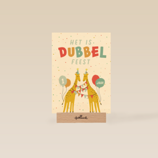 dubbel feest met twee giraffen en confetti