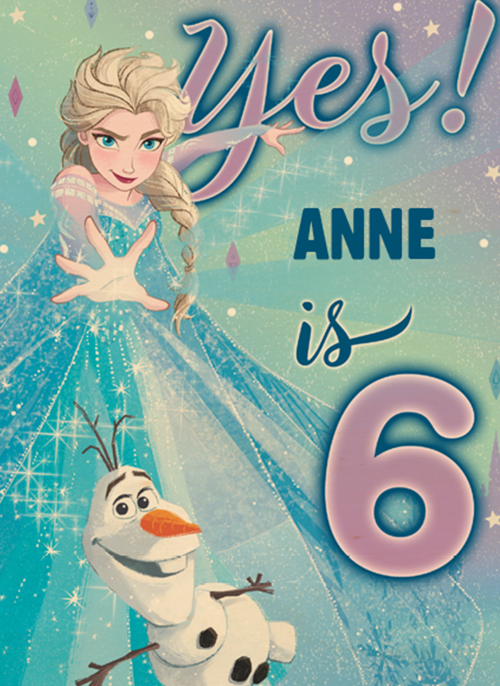 Frozen verjaardagskaart 6 jaar Elsa Olaf