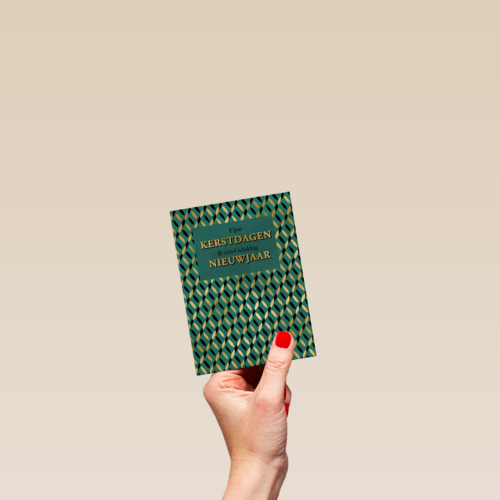 Stijlvolle kerstkaart groen met goud
