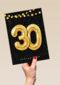 Verjaardagskaart leeftijden 30 ballonletters