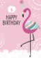 verjaardagskaart roze flamingo