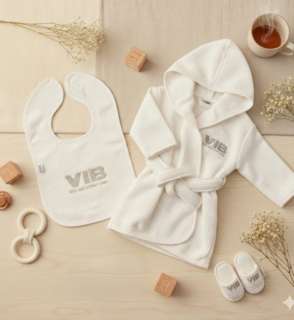 Giftset Badjas, Slabbetje en Slippers Wit