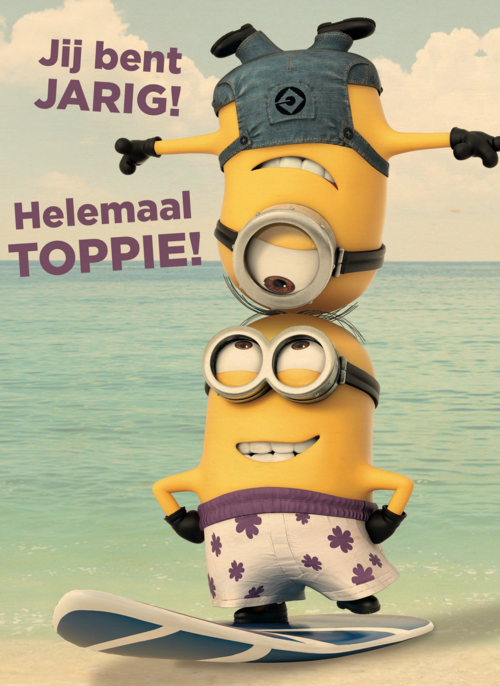 minions Stuart en Dave jij bent jarig helemaal toppie