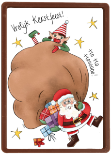 kerstkaart vrolijk kerstman en elfje matia heesakkers