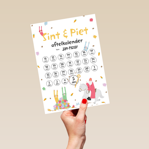 Sinterklaaskaart Sint en piet aftelkalender
