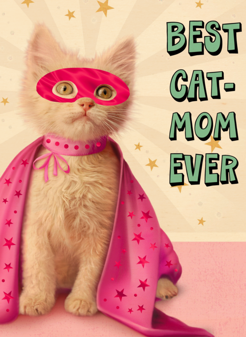 Houten Kaart Moederdag | Houten Kaart Hallmark | Moederdag | Moederdagkaart Humor Best Kat Mom Ever