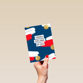 Rood wit blauwe geslaagd kaart met goud