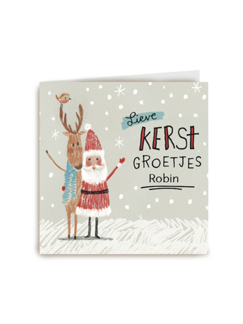 kerstkaart lieve kerstgroetjes robin