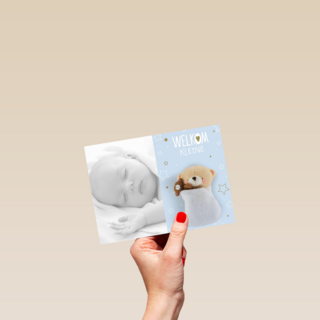 fotokaart liggend baby forever friends blauw