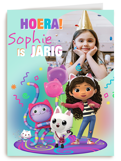 Kaart | Verjaardag | Gabbys Dollhouse Hoera Fotokaart
