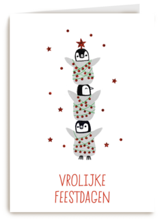 Kerstkaart Hip Pinguins Vrolijke feestdagen