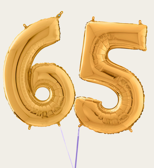 Cijferballon 65 Jaar Goud XL