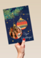 fotokaart voor kerst met kerstballen