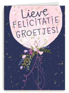 Gefeliciteerd kaart vrouw lieve felicitatiegroetjes