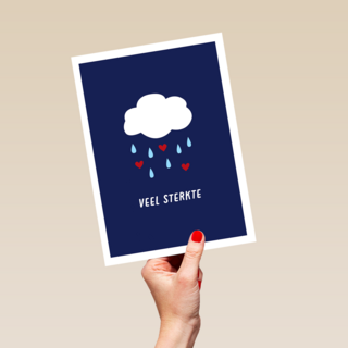 Sterkte kaart wolkje met hartjes regen