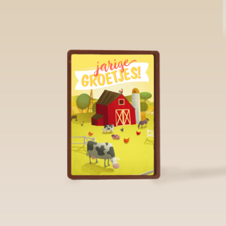 Verjaardagskaart boerderij met koe