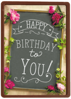 krijtbord omringd met bloemen