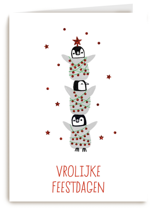 Kerstkaart Hip Pinguins Vrolijke feestdagen