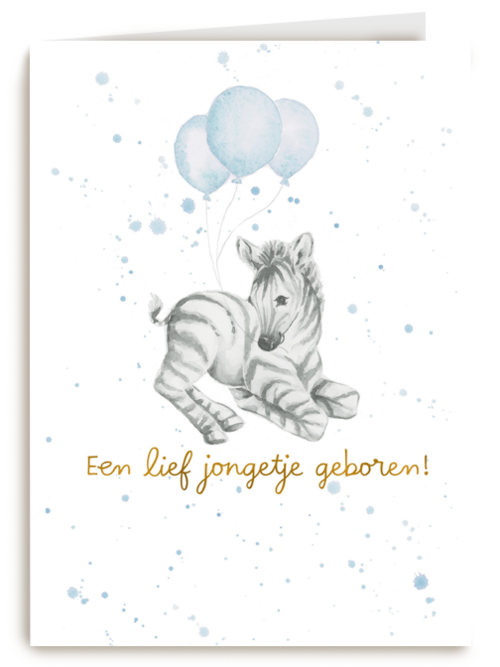 Kaart Hallmark | Geboorte Felicitatie | Babykaart Zoon Zebra Met Blauwe Ballonnen