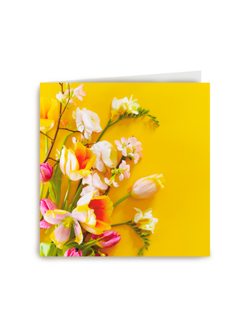 Blanco kaart geel bloemen
