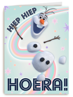 Frozen verjaardagskaart Olaf hiep hiep hoera