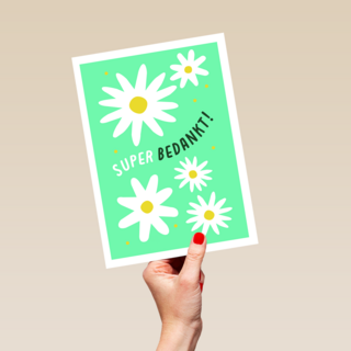Suber bedankt kaart bloemen