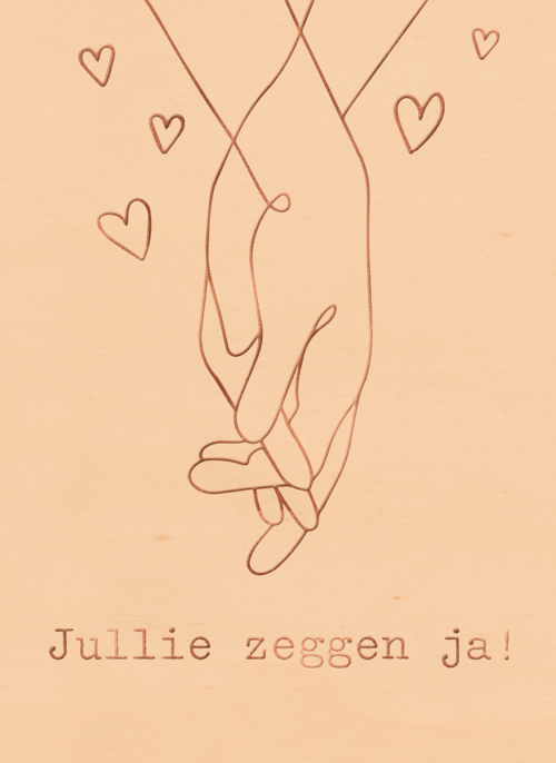 Houten Kaart Verloving | Houten Kaart Hallmark | Verloving | Jullie Zeggen Ja Met Metallic Hartjes