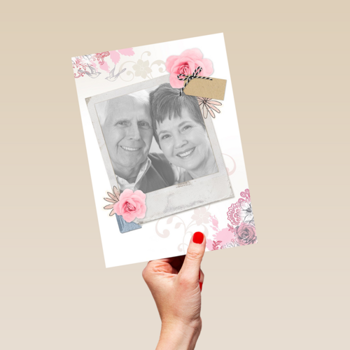 Roze rozen met fotolijst