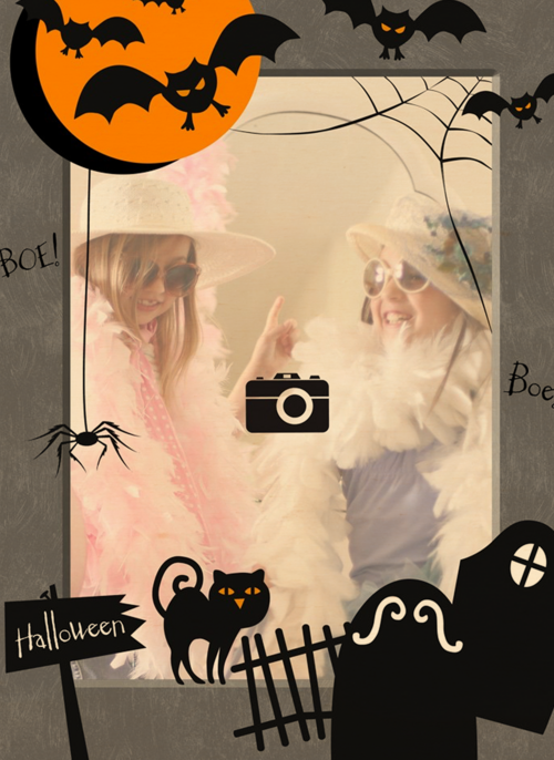 Houten Kaart Halloween | Houten Kaart Hallmark | Halloween | Fotokaart Halloween Begraafplaats