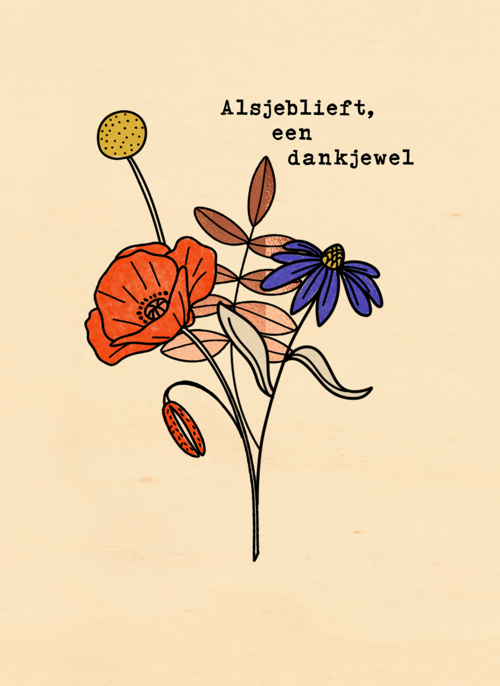 Houten Kaart Secretaressedag | Houten Kaart Hallmark | Secretaressedag | Bedankt Bloemen Dankjewel