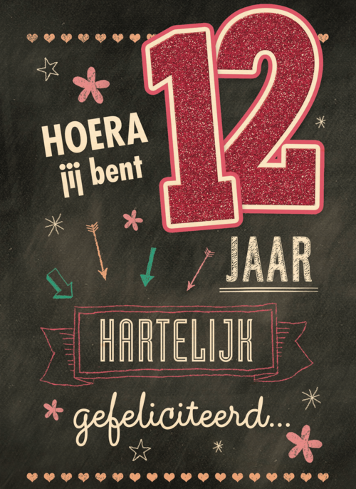 verjaardag leeftijden krijtbord 12