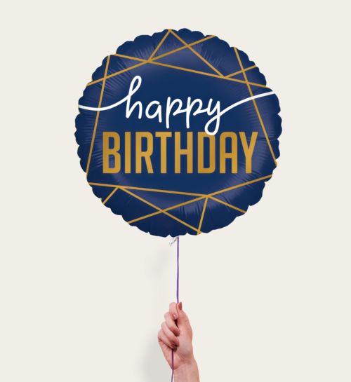 Ballon Happy Birthday Blauw Goud