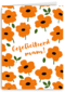 oranje bloemenkaart met gefeliciteerd mam