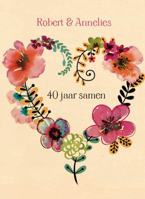 Houten Kaart Huwelijksjubileum | Houten Kaart Hallmark | Huwelijksjubileum | Een Bloemen Hart