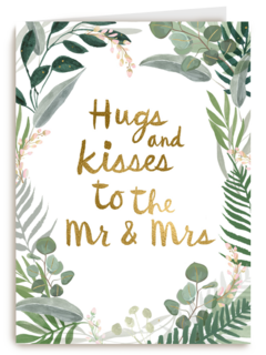 Trouwdagkaart Hugs and kisses to the Mr and Mrs