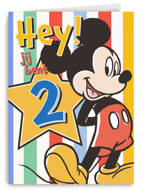 Hey jij bent 2 Mickey Mouse verjaardagskaart