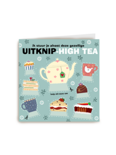 Verjaardagskaart grappig vrouw uitknip high tea