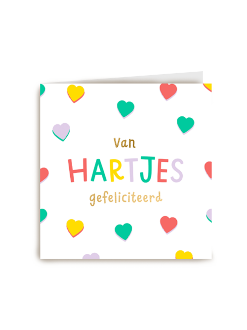 Felicitatiekaart van hartjes gefeliciteerd