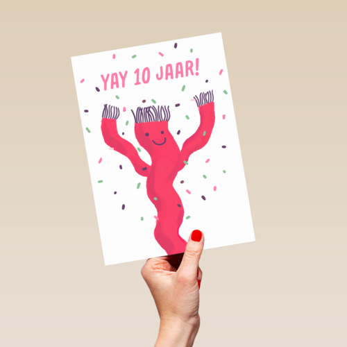 Een feestelijke kaart voor een 10 jarige