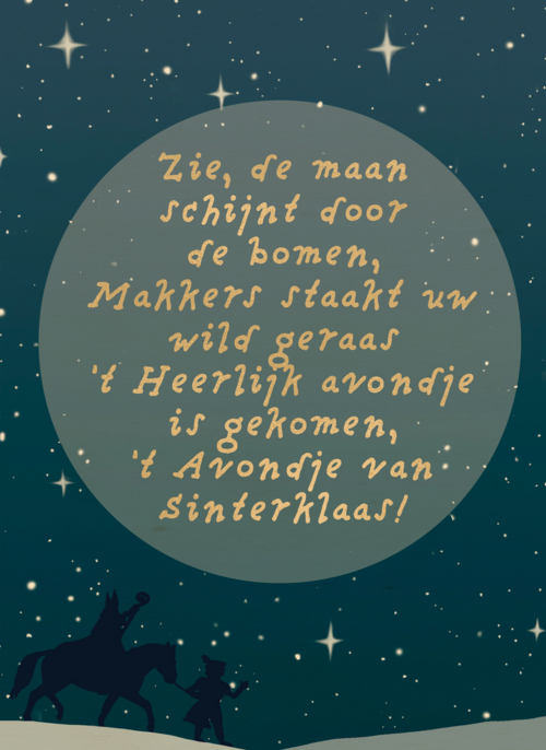 Houten kaart Sinterklaas | Hallmark |  Houten kaart Hallmark | Sinterklaas | Sinterklaaskaart gedicht maan schijnt door de bomen