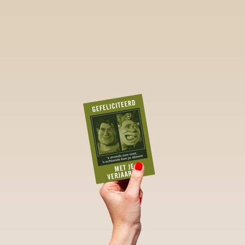 Shrek verjaardagskaart savonds een vent